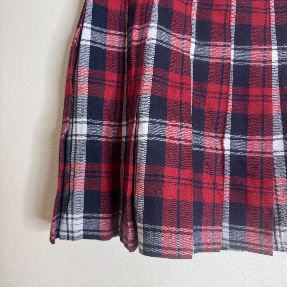 Simply Southern Women's Pleated Plaid Mini Skirt XXL Red Navy White XXL